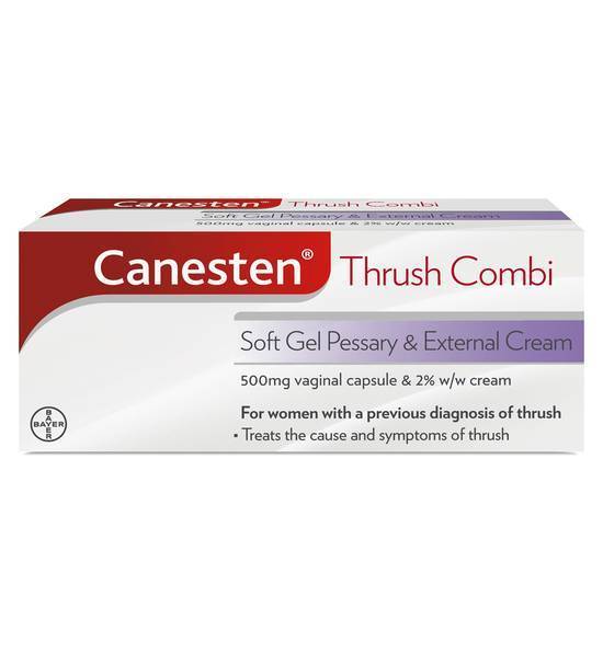 Canesten Thrush Combi Soft Gel Pessary & External Cream 500mg vaginal capsule / 2% w/w cream