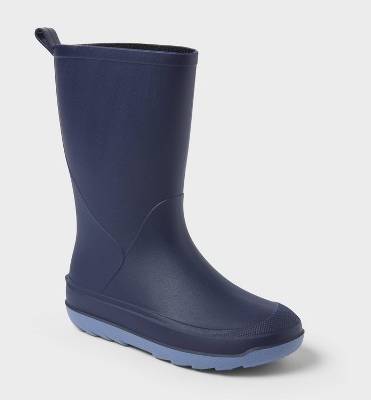 Kids' Andy Rain Boots - Cat & Jack™ Navy Blue 2: Waterproof, Pull-On, Flexible Sole