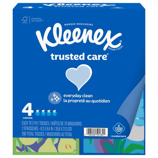 Kleenex Trusted Care 4 pack 2-ply Tissues (280 ct)