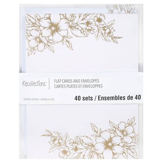 Gold Floral Flat Cards & Envelopes By Recollections, 4.25" X 5.5"