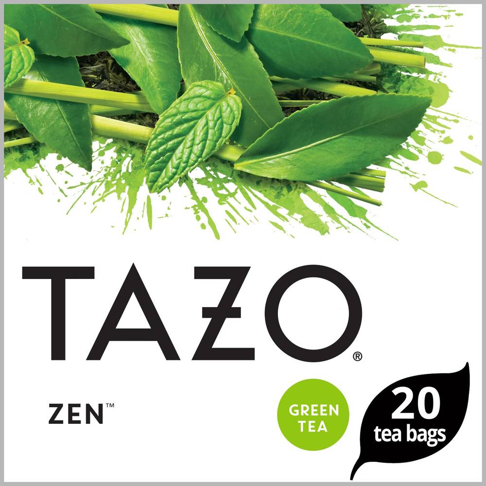 Tazo Zen Moderate Caffeine Level Green Tea Bags For An Calming Beverage, 20 Ct