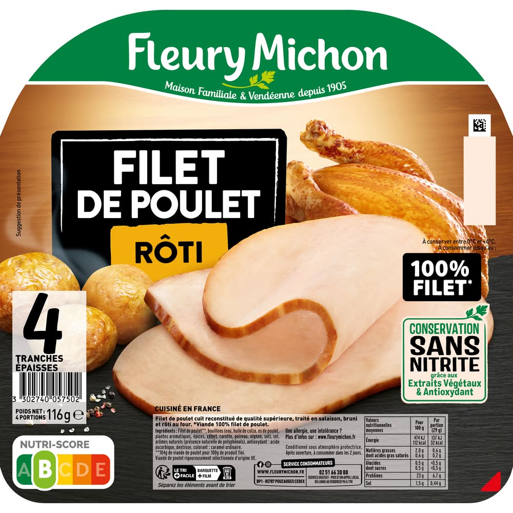 Fleury Michon - Filet de poulet rôti sans nitrite (4)
