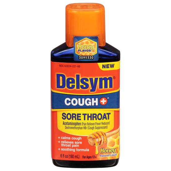 Delsym Honey Cough + Sore Throat Liquid