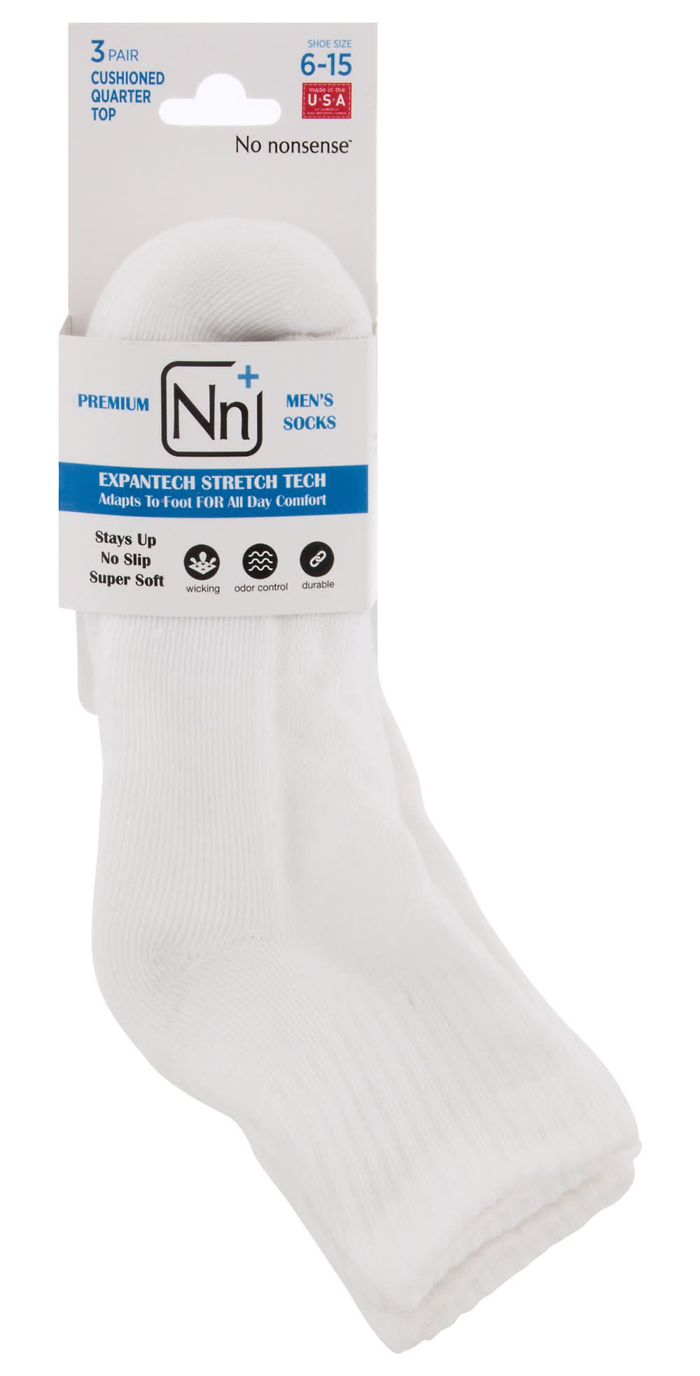 No Nonsense Premium White Mens Shoe Socks, Men, White