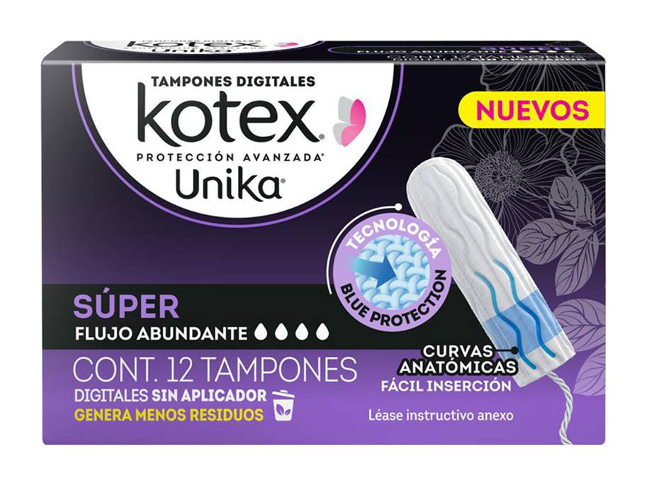 Kotex · Tampones unika súper flujo abundante (12 un)
