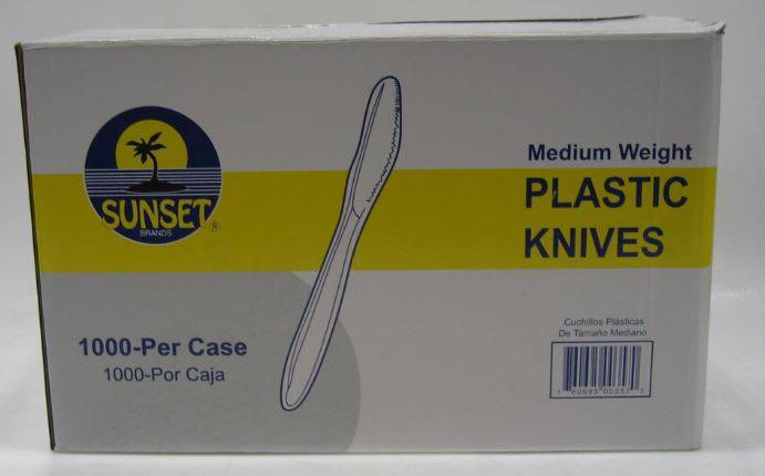 Sunset - White Medium Weight Plastic Knives - 1000 ct (1 Unit per Case)