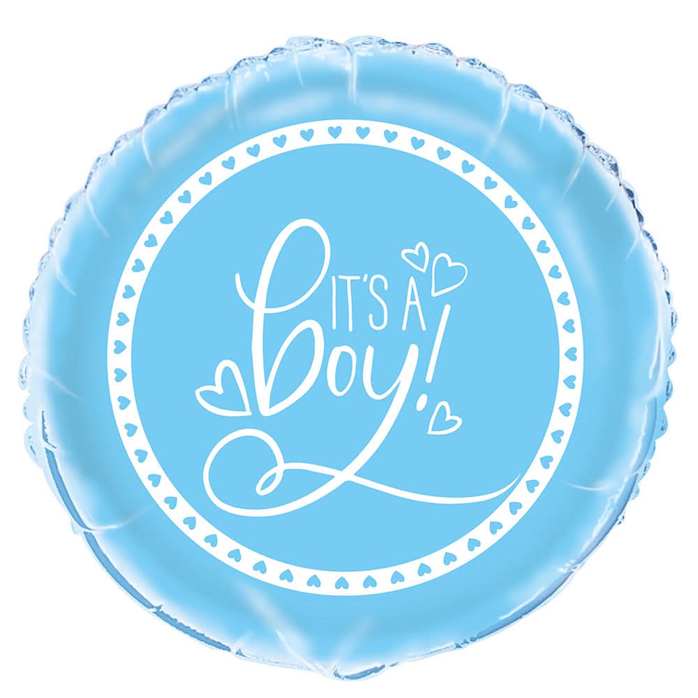 18" Foil Blue Hearts Baby Shower Balloon