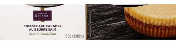Monoprix Gourmet - Cheesecake, caramel au beurre salé (2 x 80g)