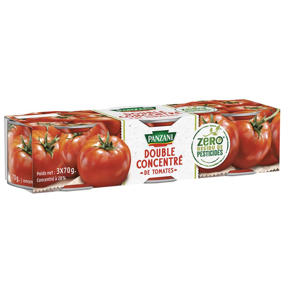Double concentré de tomates PANZANI - les 3 boites de 70g