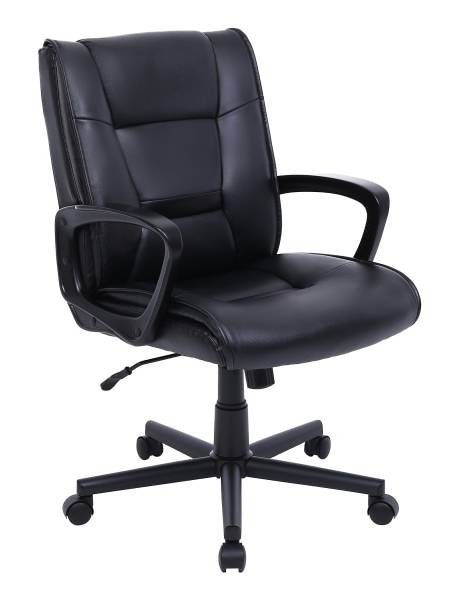 Realspace Rezzi Vegan Leather Mid Back Manager Office Chair, Black