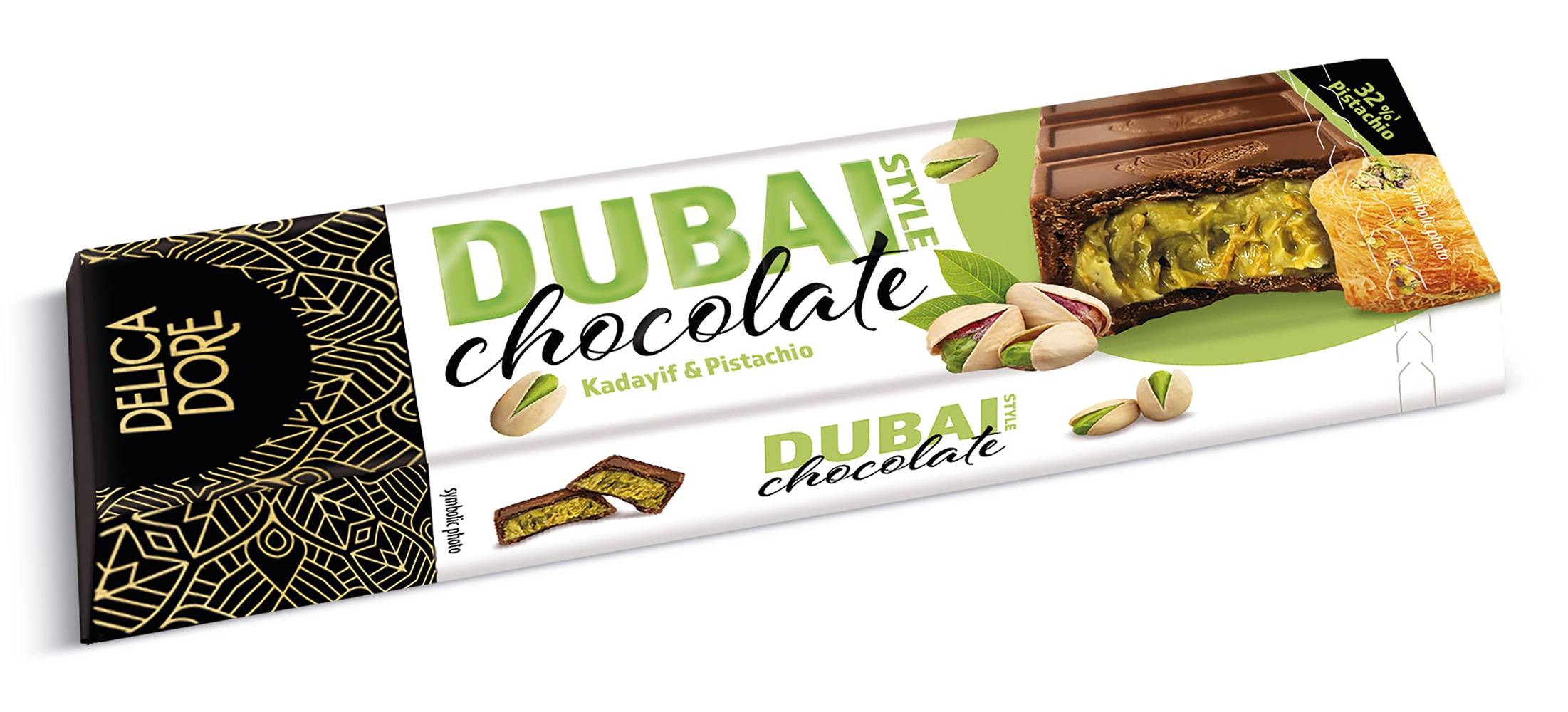 Chocolate Relleno De Pistacho Dubai Delicadore Caja 70 G