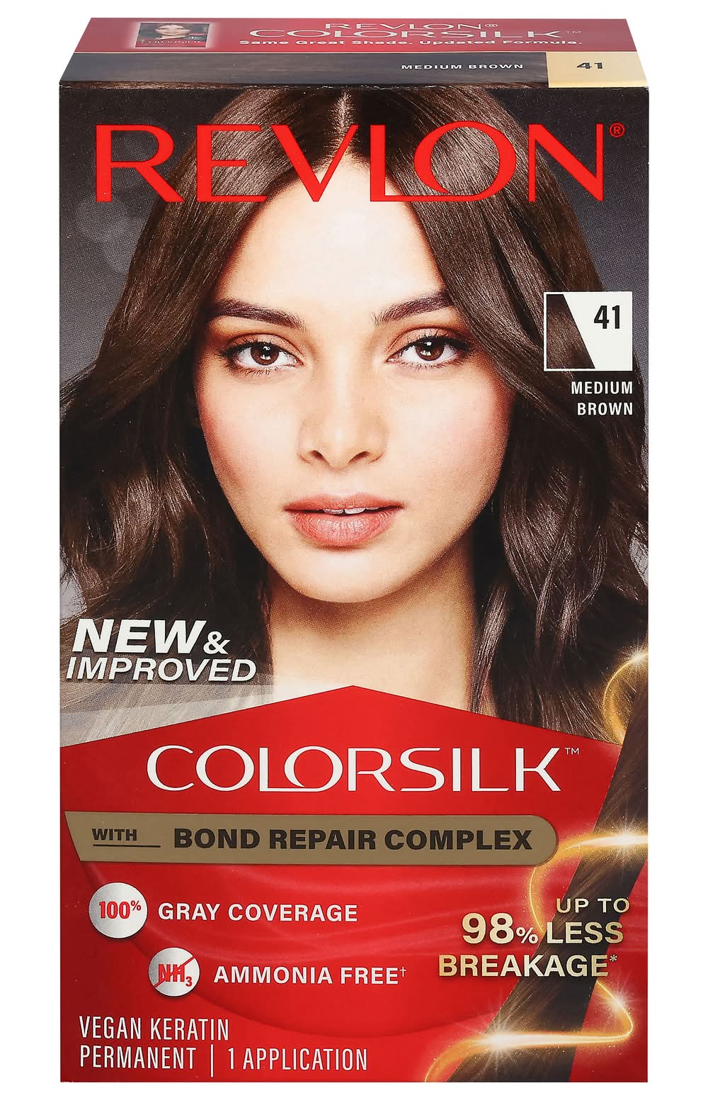 Revlon Colorsilk Beautiful Permanent Hair Color, Medium Brown 41 (4.4 fl oz)
