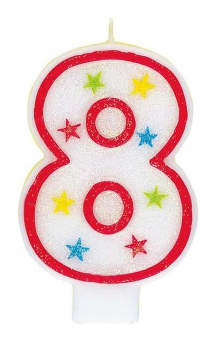321 Party! Glitter Number 8 Birthday Candle