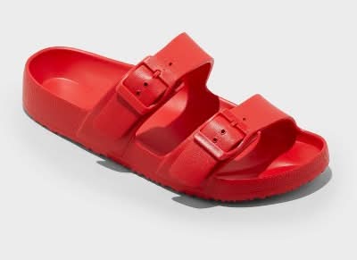 Shade & Shore Neida Eva Two Band Footbed Slide Sandals, 10, Red