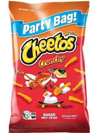 Cheetos corn snacks crunchy cheese party bag 210g
