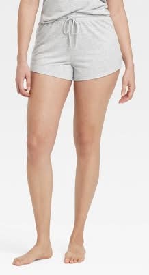 Women's Cooling Jersey Pajama Shorts - Auden™ Gray M: Midweight Knit, Elastic Waistband, Machine Washable