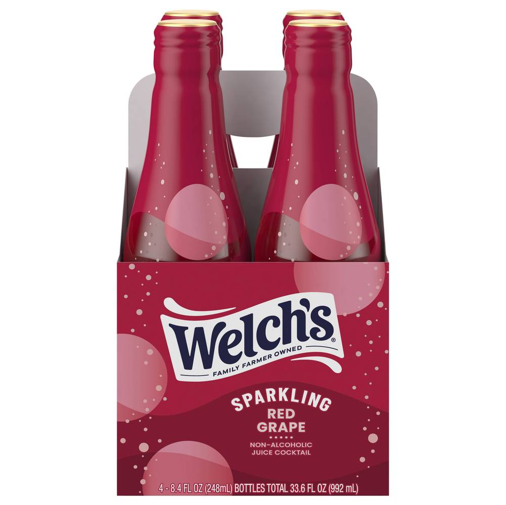 Welch's Sparkling Non Alcoholic Red Grape Juice Cocktail (4x 8.4oz bottles)