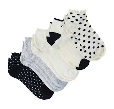 Juniors Quarter Crew Socks 5-Pairs Polka Dot