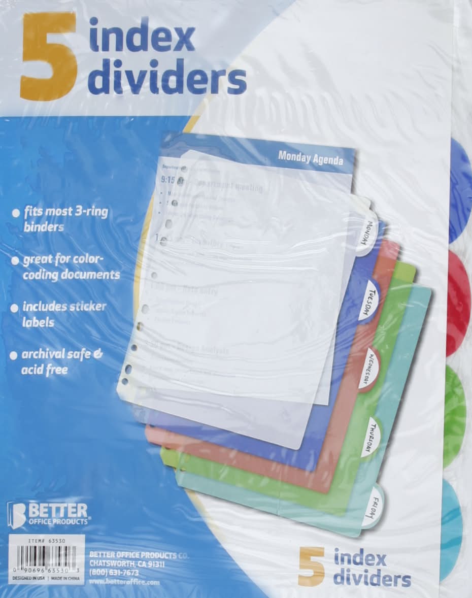 Better Office Products Index Dividers (3.2 oz)
