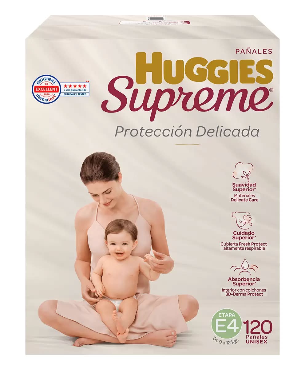 Huggies · Supreme platino pañales desechables infantiles, unisex, Etapa 4 (120 un)