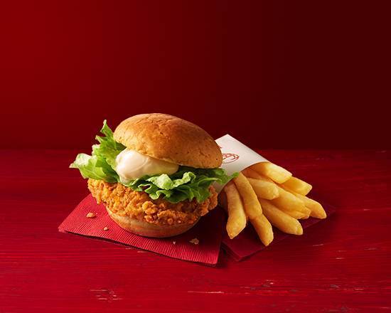 チキンフィレバーガーセット(ドリンク無し) Chicken Fillet Burger Combo
