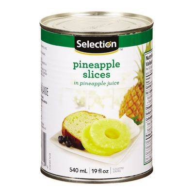 Selection tranches d'ananas dans du jus d'ananas (540 ml) - pineapple slices in pineapple juice (540 ml)