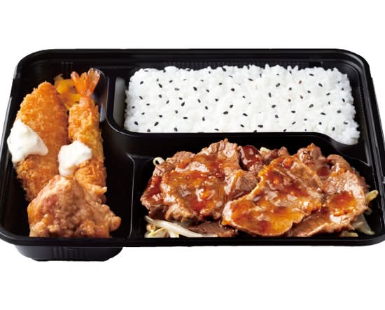 Ｄｘ牛みすじカットステーキ弁当～オニオン醤油ソース～ Deluxe beef top blade steak bento with onion soy sauce (with tartar sauce)