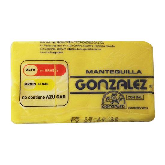 Mantequilla Con Sal Gonzalez 200 Gr
