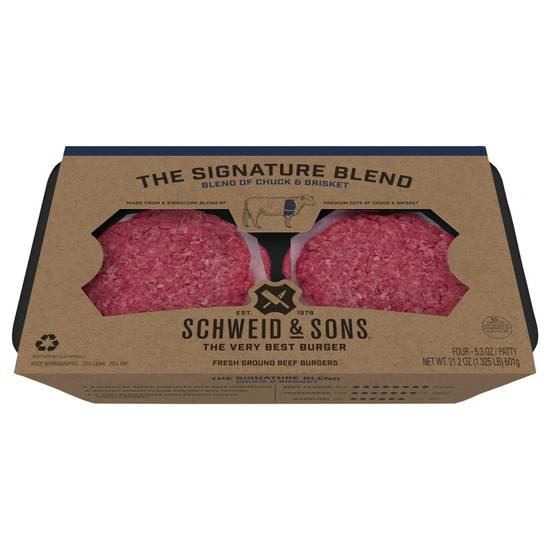 Schweid & Sons the Chuck Brisket Ground Fresh Beef Burgers (4 ct)