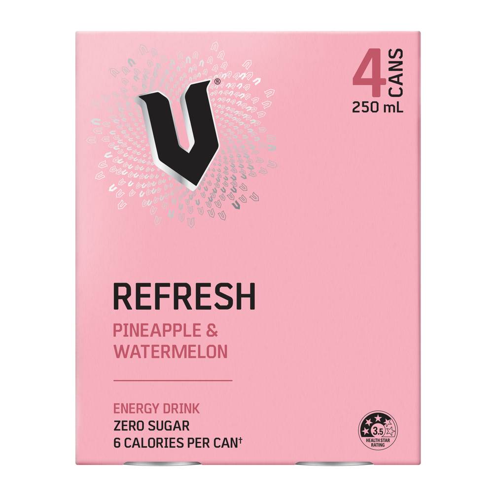 V Refresh Energy Drink, Pineapple-Watermelon (4 x 250mL)
