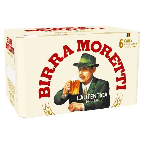 Birra Moretti Lager Beer (6 ct, 330 ml)