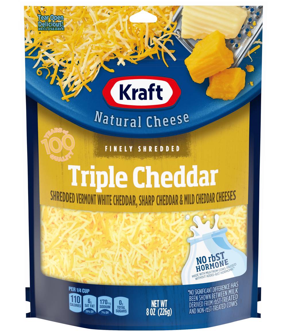 Kraft Finely Shredded Triple Cheddar Cheese (8 oz)