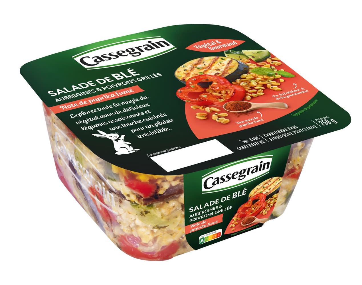 Salade de Blé Aubergines et Poivrons Grillés CASSEGRAIN - la barquette de 250g