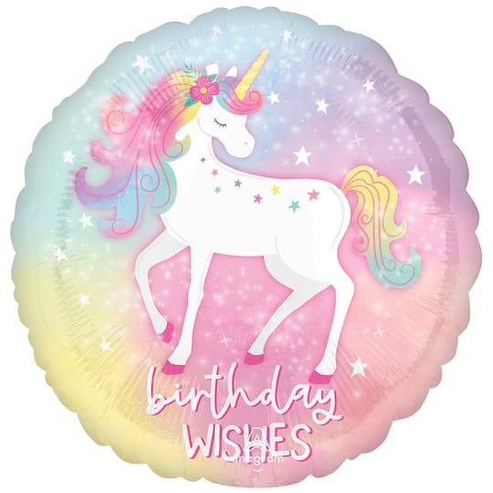 17" Enchanted Unicorn Birthday Mylar Balloon