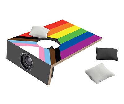 iHip Progress Pride Flag Tabletop Cornhole Game With Wireless Speaker