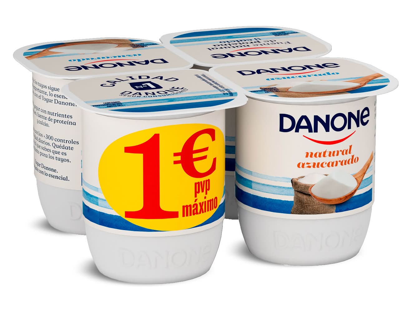 Yogur Natural Azucarado Danone Pack 4 X 120 G