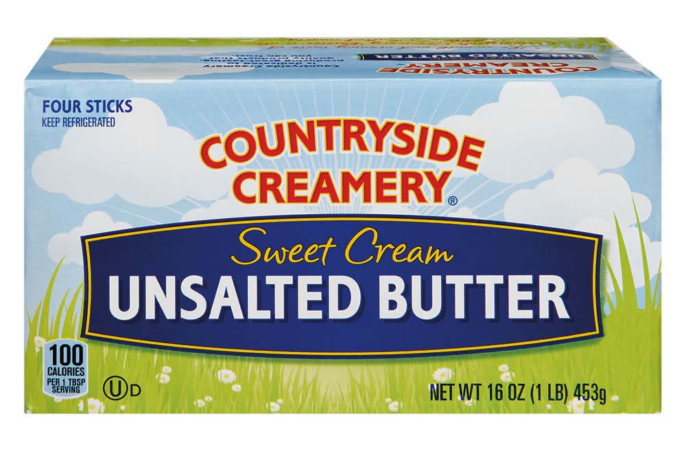 Countryside Creamery Sweet Cream Unsalted Butter Sticks (16 oz, 4 ct)