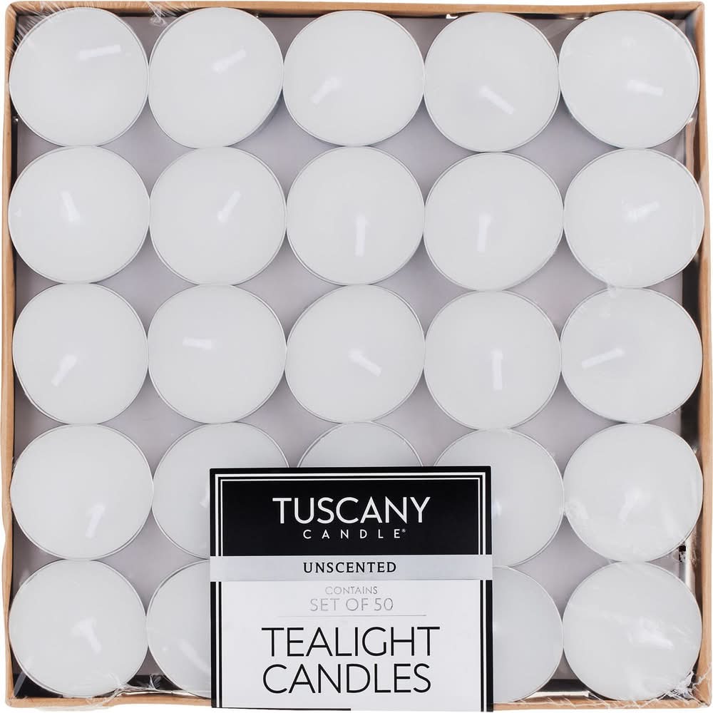 Tuscany Unscented Tealight Candles, 50 Ct