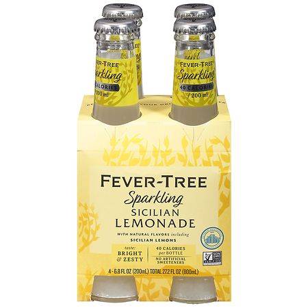 Fever-Tree Sparkling Tonic Water, Sicilian Lemonade (4 x 200 ml)