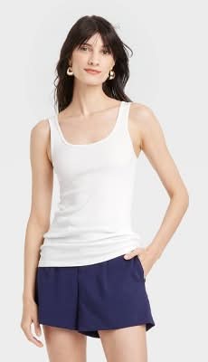A New Day Slim Fit Layered Tank Top, Women, XL, White