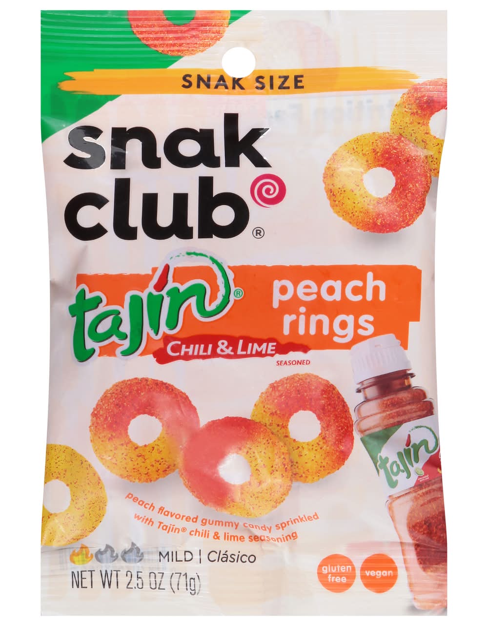 Snak Club Tajin Peach Rings Sweet and Spicy Gummy Snacks (2.6 oz)