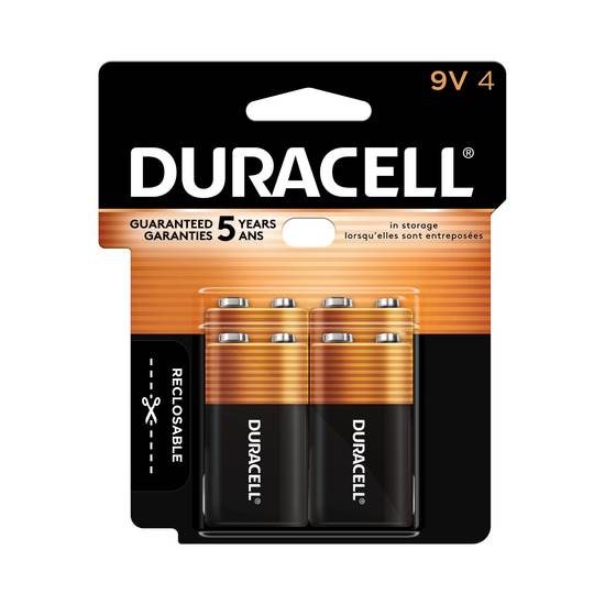 Duracell Coppertop 9V Alkaline Batteries, 4 ct