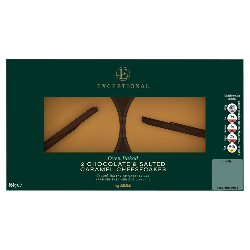 ASDA Chocolate - Salted Caramel, Oven Baked Cheese Cakes (2 pack)