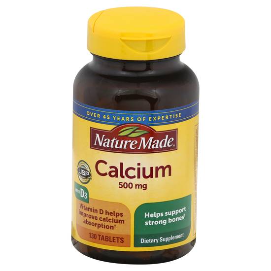 Nature Made Calcium 500 mg With D3 Dietary Supplement (130 ct)
