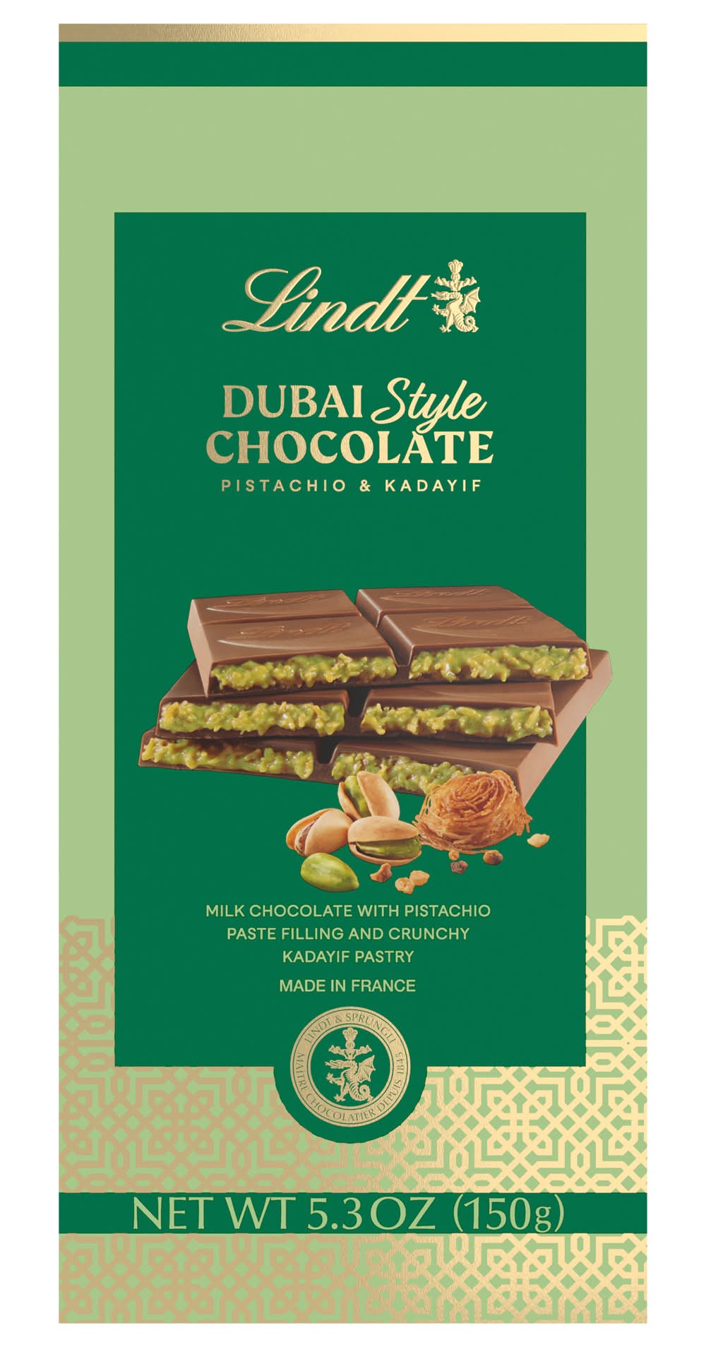 Lindt Dubai Style Chocolate Bar, Pistachio & Kadayif (5.3 oz)