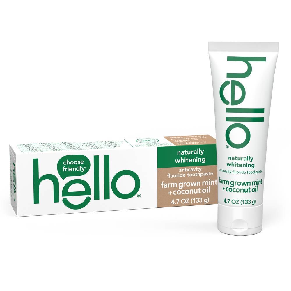 Hello Naturally Whitening Fluoride Toothpaste, Mint (4.7 oz)