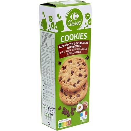 Cookies pépites chocolat noisettes CARREFOUR CLASSIC' - le paquet de 200g