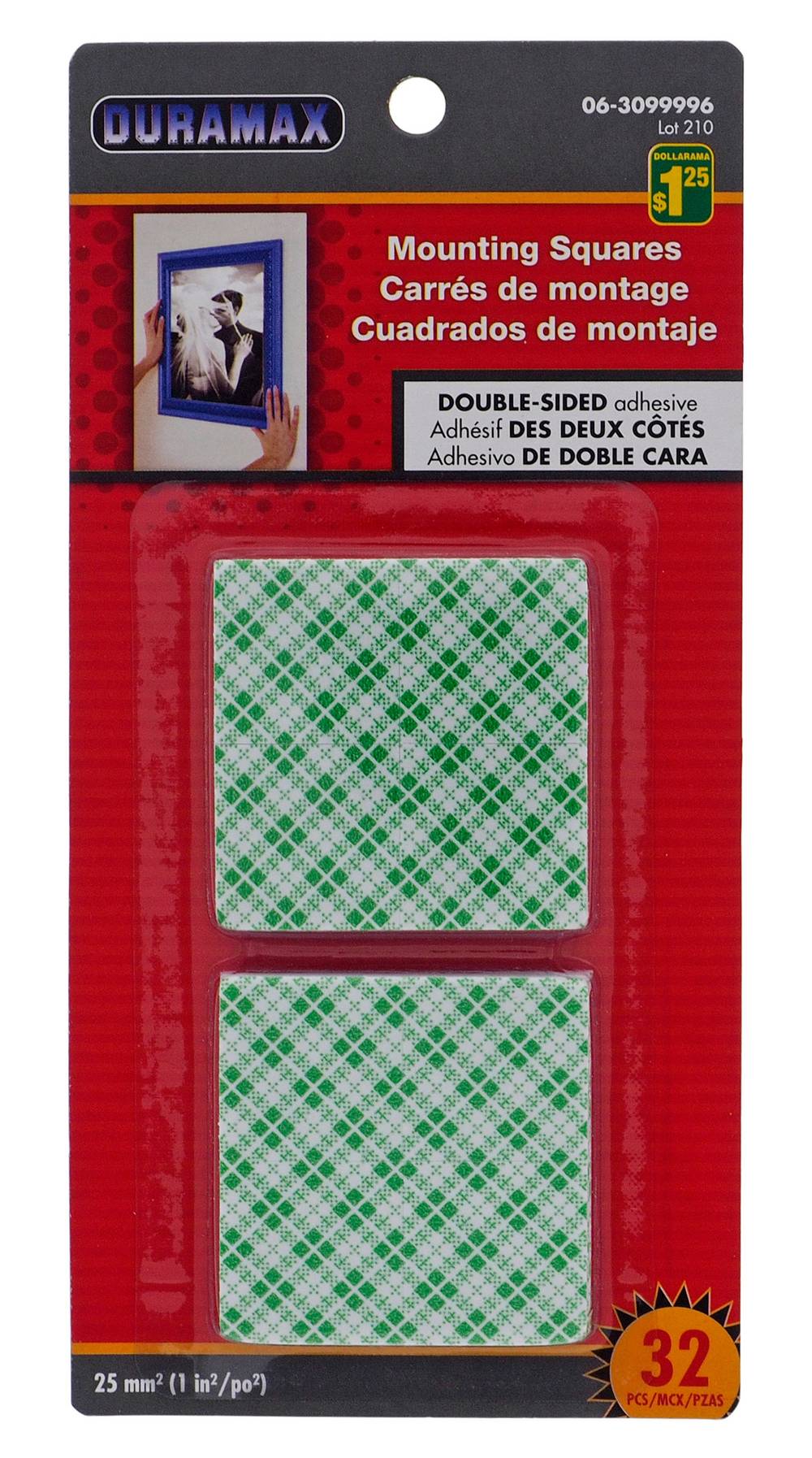Duramax Double Sided Adhesive Mounting Squares, 1" x 1" (32 ct)
