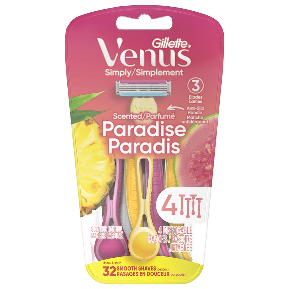 Gillette Venus Simply 3 Dragonfruit Women's Disposable Razor (4 ct)