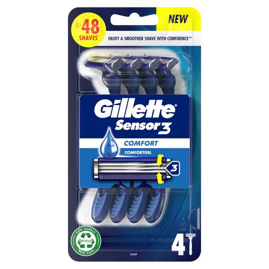 Gillette Sensor Disposable Razors For Men (4 pack)